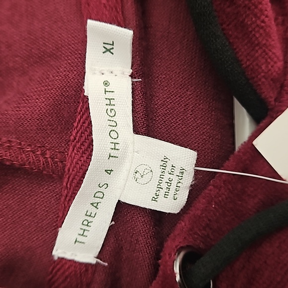 Threads 4 Thought Pullover Hoodie Women  XL sweater New red Burgundy organic - Picture 7 of 8